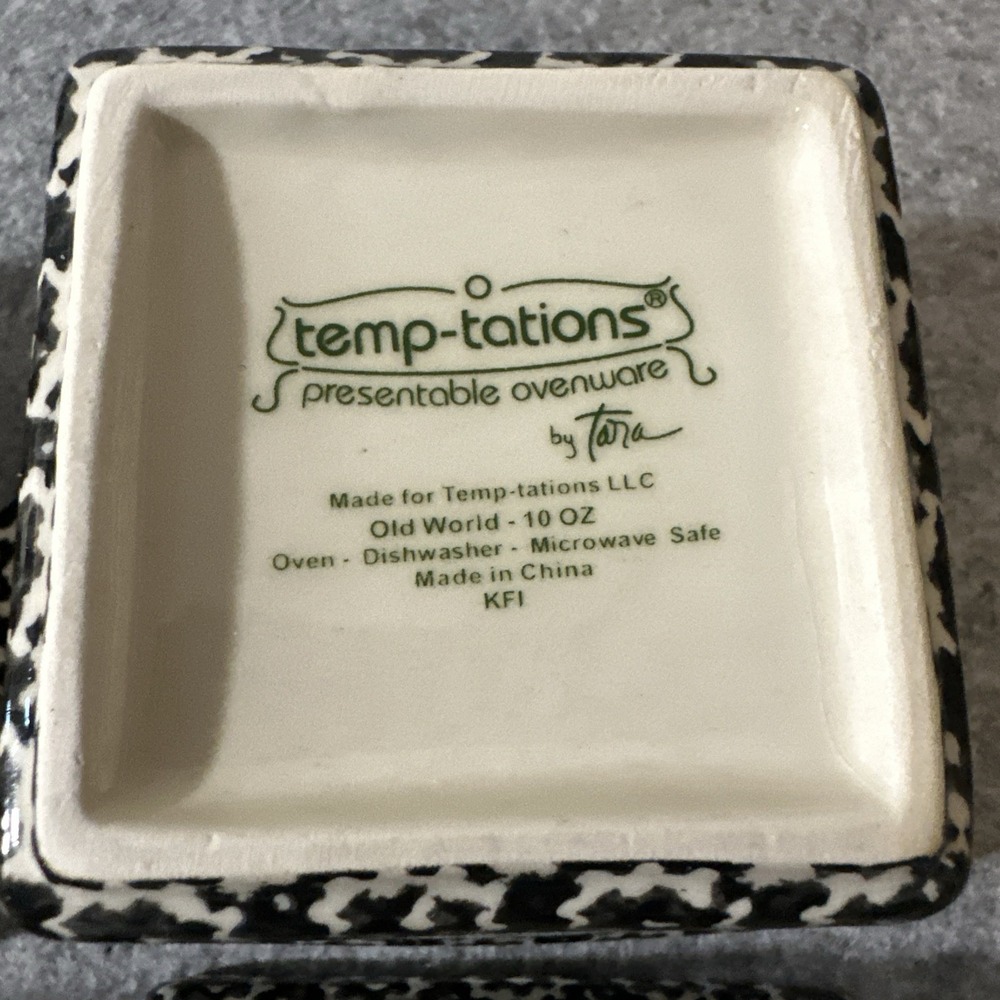 Temptations by Tara Old World Black 10 oz Ramekins Bakers set of 4 W/ Black Lids - Picture 15 of 15